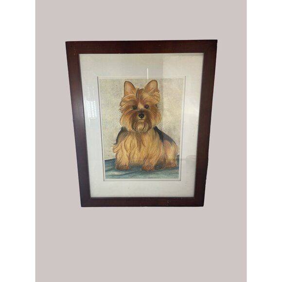 Original Chalk Yorkshire Terrier Yorkie 2011 Framed Matted Signed by Artist - Picture 1 of 5